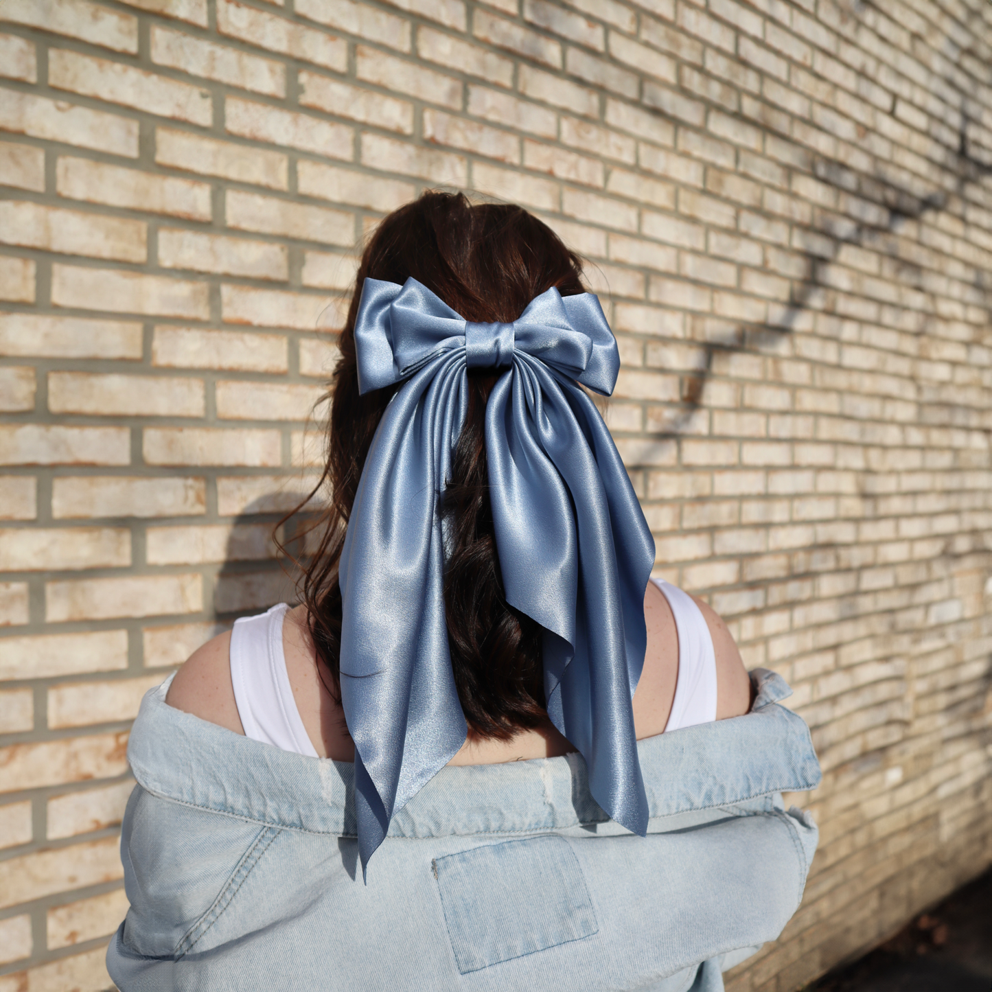 Blue Satin Bow