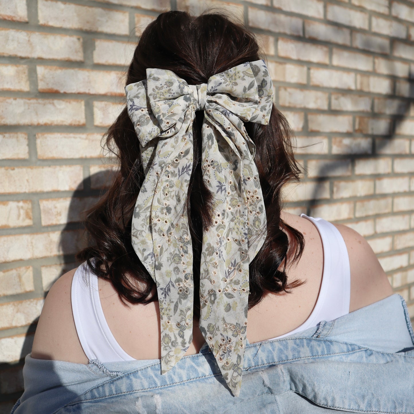 Embroidered Wild Sunflower Bow