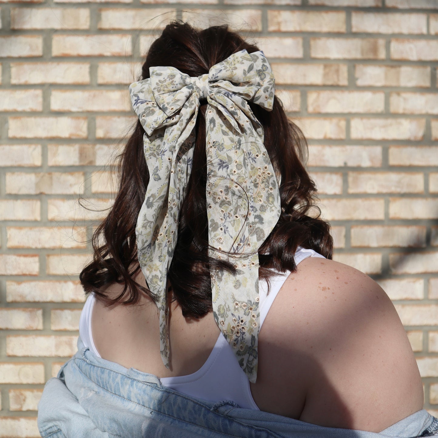 Embroidered Wild Sunflower Bow