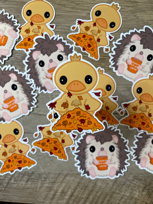 Ducky Leaf Pile Sticker