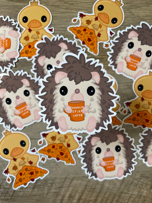 Pumpkin Spike Latte Hedgehog Sticker